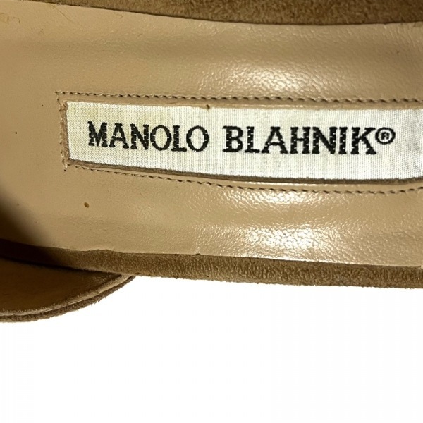マノロブラニク MANOLO BLAHNIK サンダル 36 スエード ライトブラウン レディース オープントゥ/リボン 靴_画像5