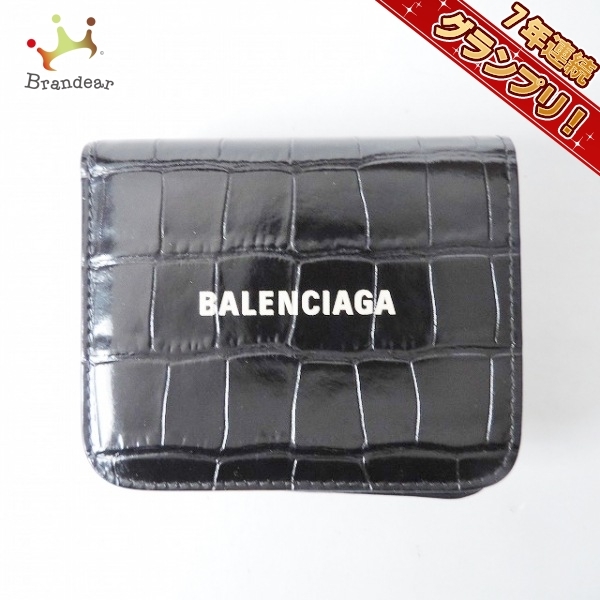 バレンシアガ BALENCIAGA 2つ折り財布 594216 レザー 黒 財布-