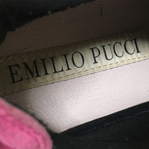 エミリオプッチ EMILIO PUCCI スリッポン 38 - スエード×ラバー×化学繊維 ピンク×ブルー×ダークイエロー レディース 靴_画像5