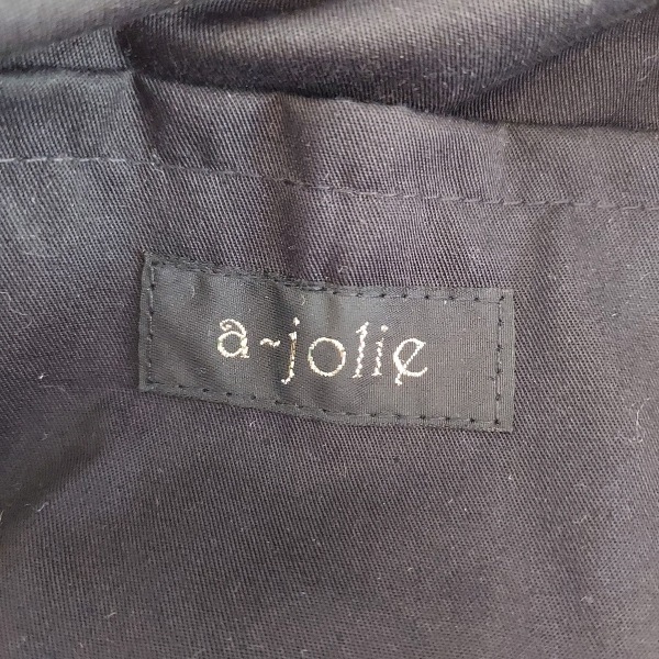 アジョリー a-jolie トートバッグ - 麻×ウール 黒×グレー×レッド かごバッグ バッグ_画像8