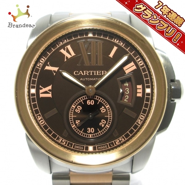 Cartier(カルティエ) 腕時計 カリブル ドゥ カルティエ W7100050 メンズ K18PG×SS/裏スケ ダークブラウン