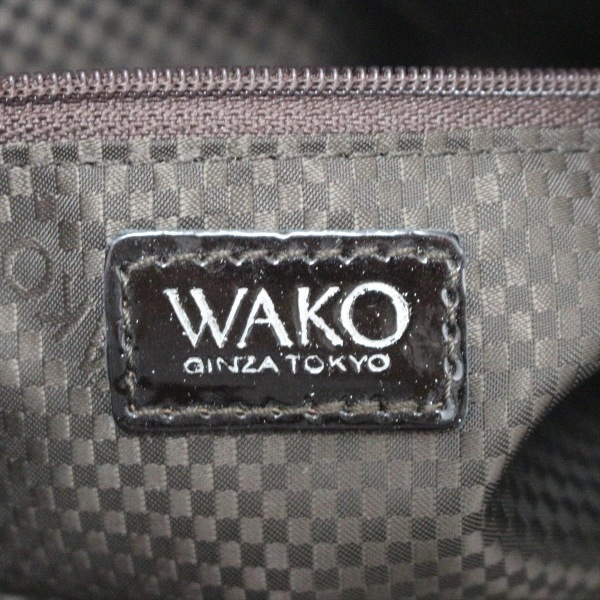 ワコー WAKO トートバッグ - エナメル（レザー）×ナイロン×プラスチック ダークブラウン ボーダー バッグ_画像8