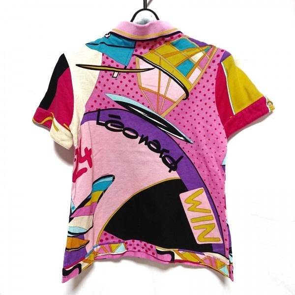 re владелец -ru спорт LEONARD SPORT рубашка-поло с коротким рукавом размер 40 M - розовый × лиловый × мульти- женский точка рисунок tops 
