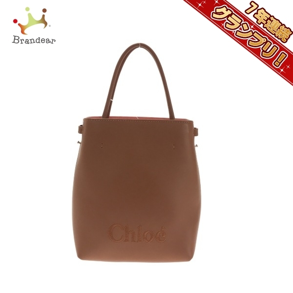 クロエ Chloe トートバッグ CHC23UP873 センスマイクロトート レザー ブラウン ミニバッグ 美品 バッグ