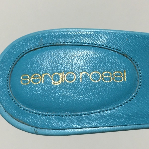 セルジオロッシ sergio rossi ミュール 36 1/2 - レザー×金属素材 ライトブルー レディース 靴_画像5