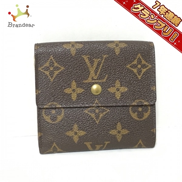 ルイヴィトン LOUIS VUITTON Wホック財布 M61652 ポルトモネビエカルトクレディ モノグラム・キャンバス ×クロスグレインレザー - TH0955_画像1