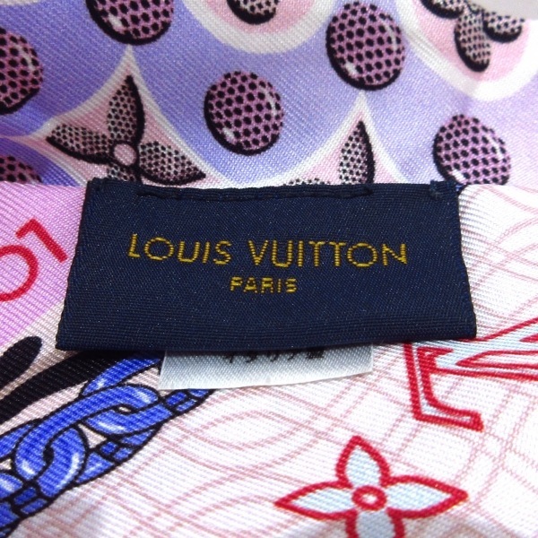 ルイヴィトン LOUIS VUITTON M76110 バンドーBB ピンク×パープル×マルチ リボンスカーフ OS0199 スカーフ_画像2