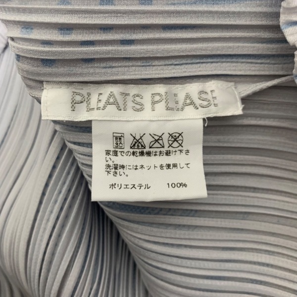 プリーツプリーズ PLEATS PLEASE ノースリーブカットソー サイズ3 L - ライトグレー×ブルー レディース クルーネック/プリーツ トップス_画像4