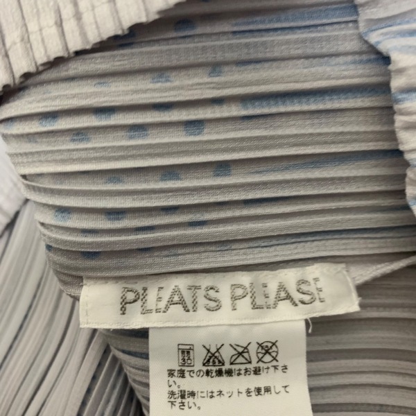 プリーツプリーズ PLEATS PLEASE ノースリーブカットソー サイズ3 L - ライトグレー×ブルー レディース クルーネック/プリーツ トップス_画像3