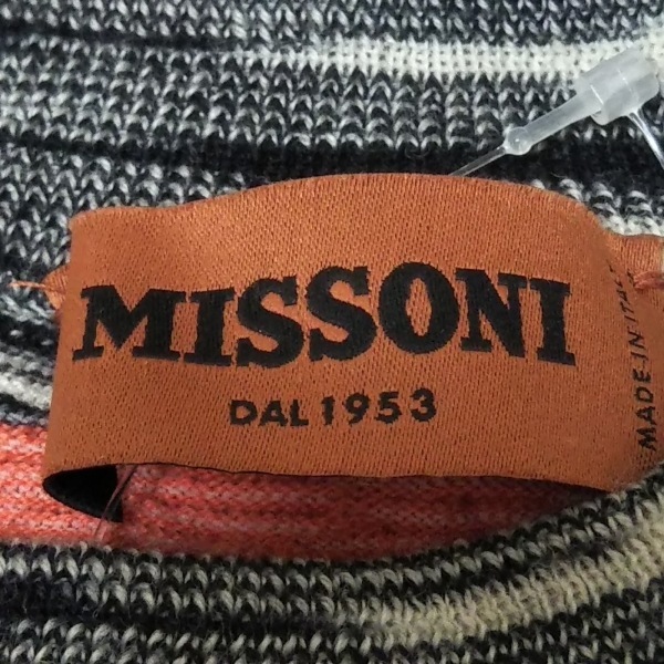 ミッソーニ MISSONI サイズ40 M - ライトピンク×黒×マルチ レディース クルーネック/長袖/ひざ丈/ニット/肩パッド ワンピース_画像3