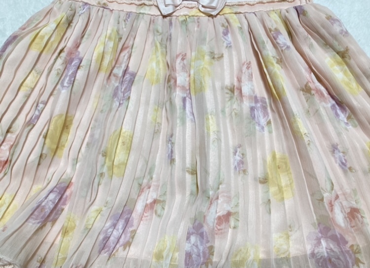  beautiful goods * Liz Lisa * pink * floral print * frill * ribbon skirt pleat chiffon lady's waist rubber rose pattern 