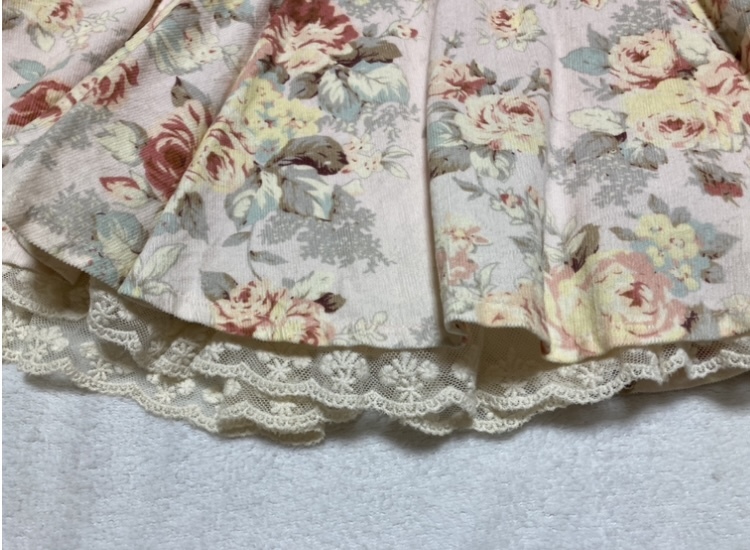  Liz Lisa * pink * floral print * rose pattern * skirt ribbon race frill beige pink corduroy 