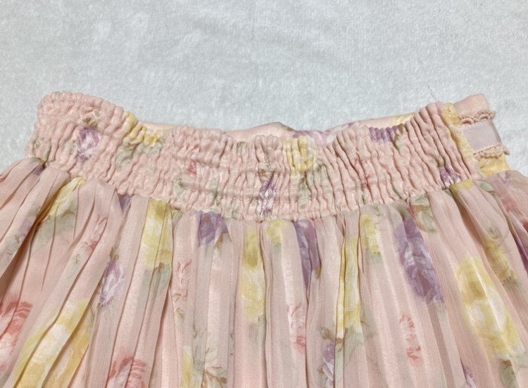  beautiful goods * Liz Lisa * pink * floral print * frill * ribbon skirt pleat chiffon lady's waist rubber rose pattern 