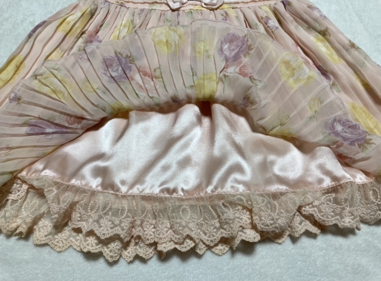  beautiful goods * Liz Lisa * pink * floral print * frill * ribbon skirt pleat chiffon lady's waist rubber rose pattern 
