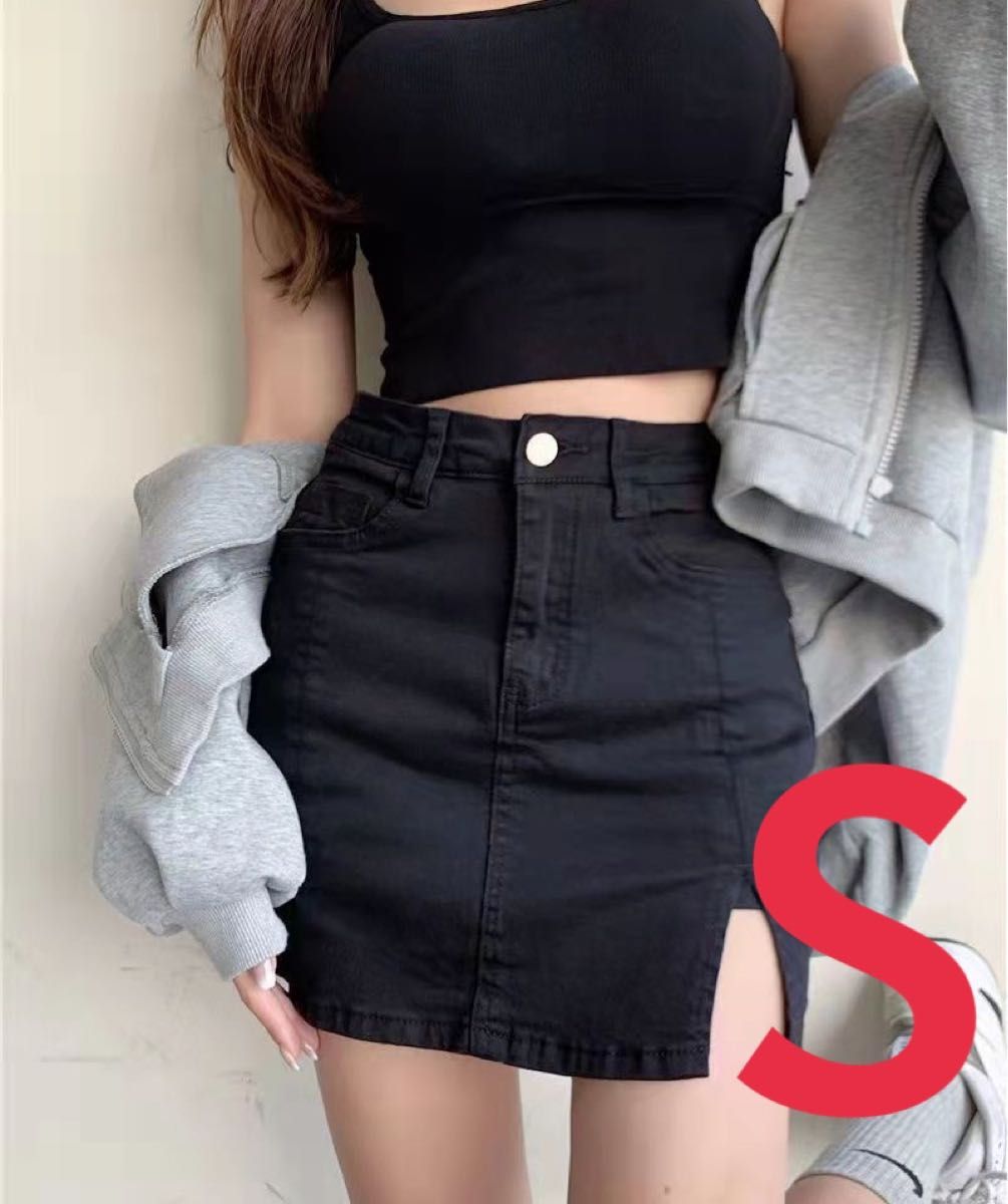 デニムミニエロ S 黒 ブラック デニム ミニスカート キュロット インナー付 セクシー 個性的 エロかわ 厚底 Y2K｜Yahoo!フリマ（旧PayPayフリマ）