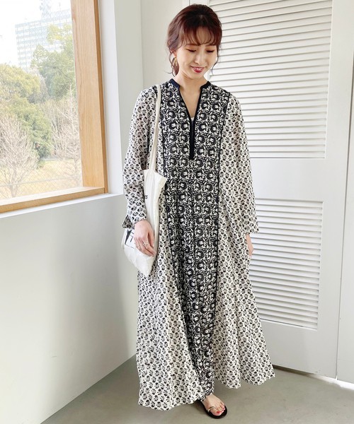 バーゲンで ヌキテパ 今季完売品 COTTON JQD 長袖 DRESS コットン