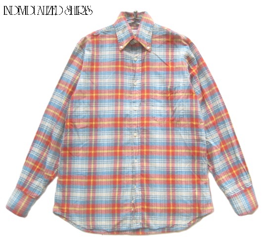 美品USA製!!インディビジュアライズドシャツ INDIVIDUALIZED SHIRTS*チェック柄ボタンダウンシャツ 14ハーフ M_画像1