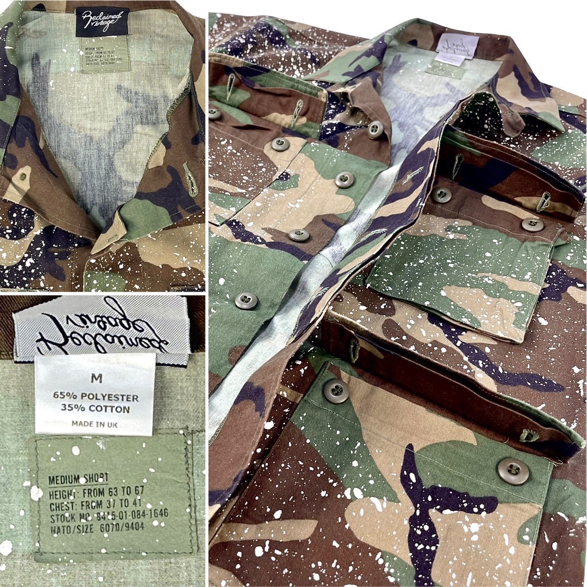 新品 Reclaimed vintage ミリタリー カモフラ 迷彩 ペンキ ペイント M-65 オーバーサイズ ビッグ アーミー リアル軍物 リメイク ジャケット
