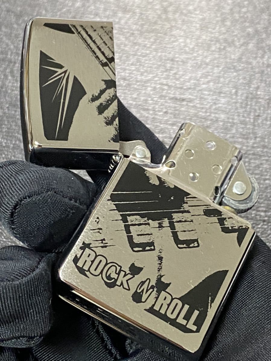 zippo ROCK N ROLL 前面加工 ギター 希少モデル 2016年製 シルバーインナー 2016年製 ケース 保証書付き