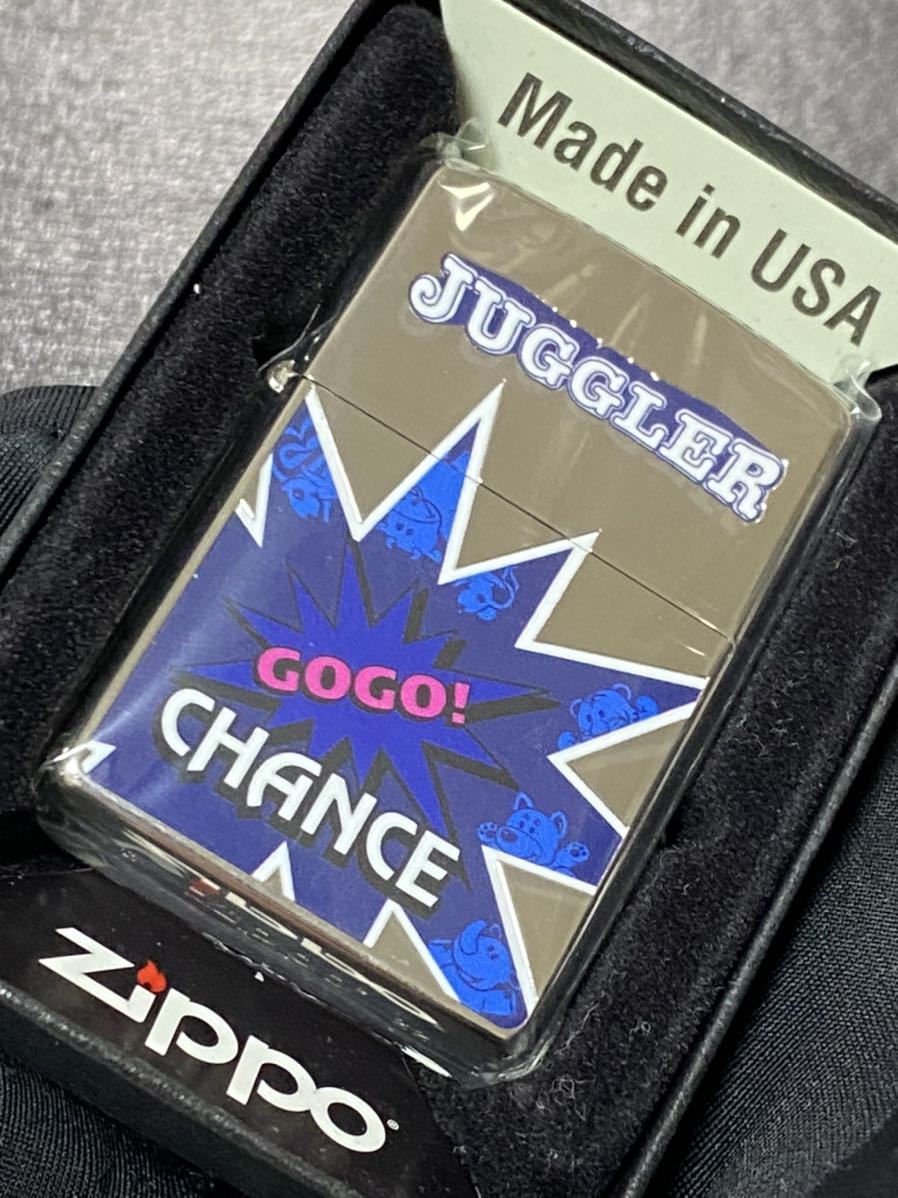 zippo ジャグラー 2面デザイン シルバー ツノッチ 希少モデル 2022年製 ② GO GO CHANCE JUGGLER ケース 保証書付き