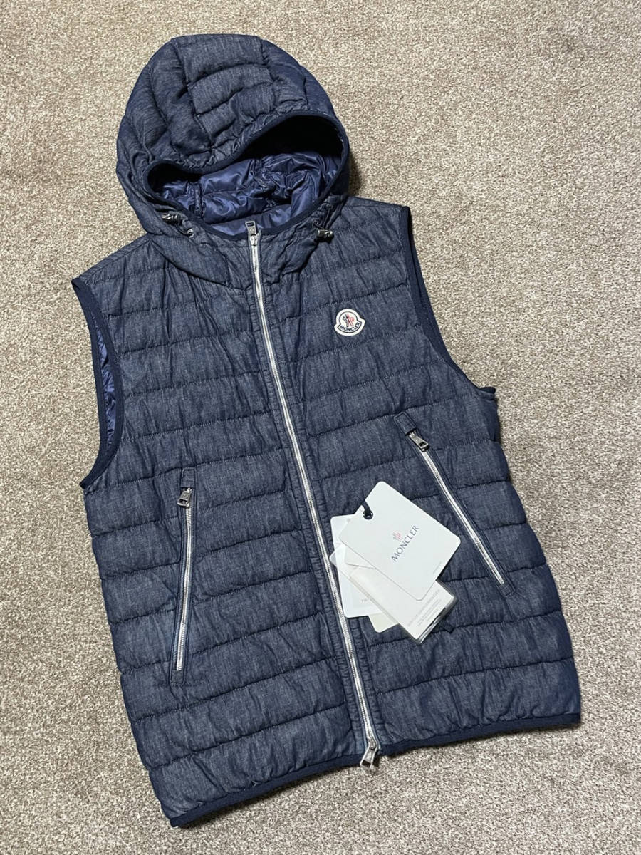 国内正規品 MONCLER DOVER モンクレール ドーバー インディゴ デニム ライト ダウンベスト サイズ1*ダウンジャケット TIB バルトロメ lacet_画像1