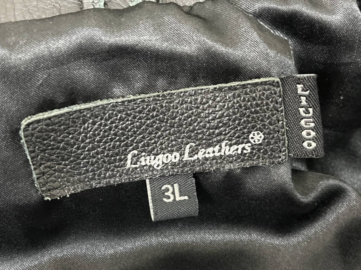 管C Liugoo Leathers リューグーレザーズ Genuine Leather 本革 レザーベスト サイズ 3L ライダース ベスト _画像3