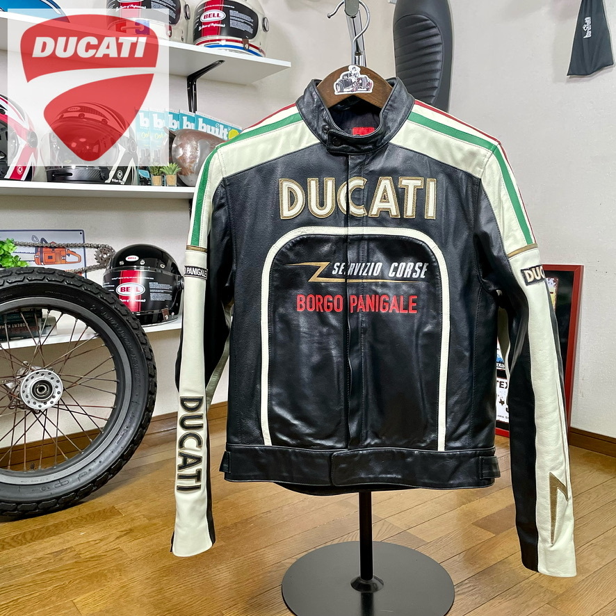 超美品☆DUCATI by DAINESE BORGO PANIGALE ドゥカティ ダイネーゼ レザージャケット ブラック/S（M相当）シングルライダースの画像1