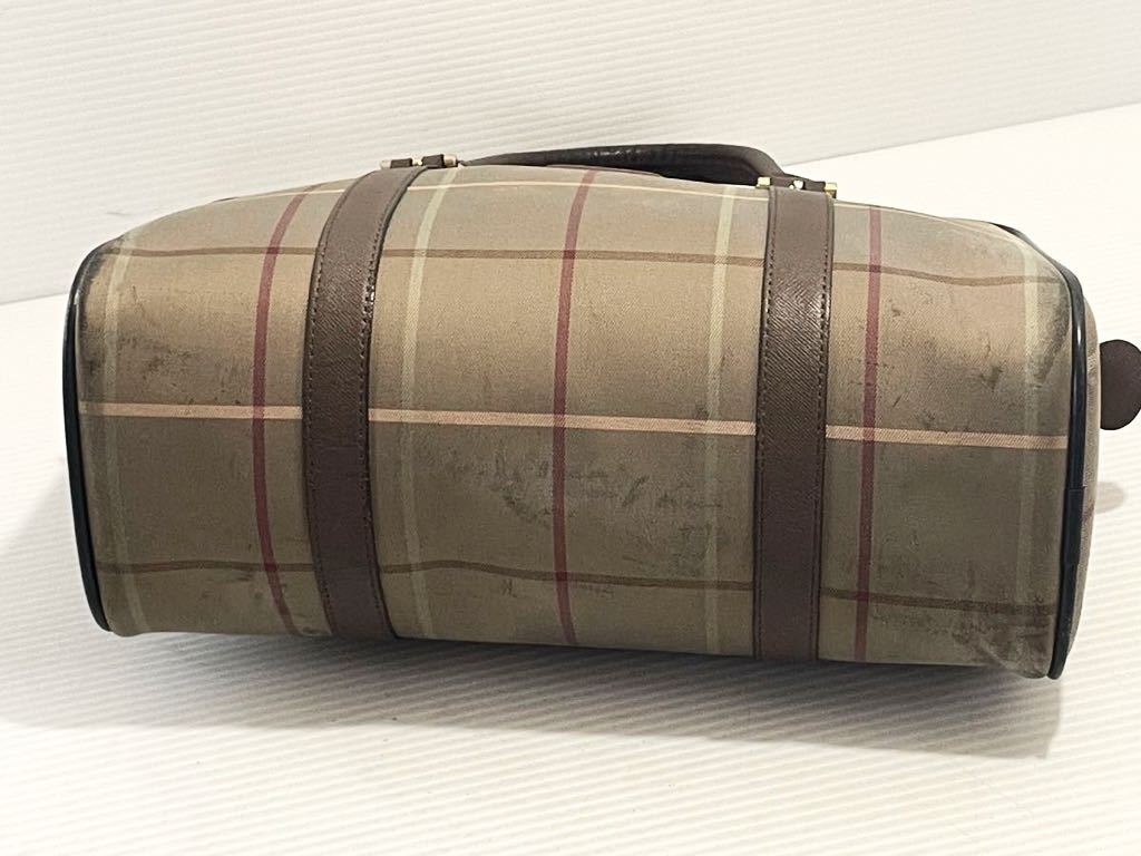 A39# хорошая вещь Burberrys Burberry mega в клетку ручная сумочка Brown кожа 