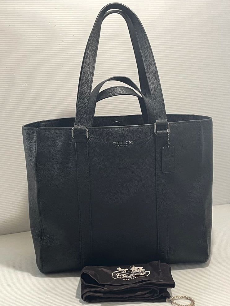 S71■ 未使用 新品 COACHコーチ C8150 レザー ハドソン ダブル ハンドル 2way トート ブラックメンズ レディース 日本未発売 保管袋付_画像1