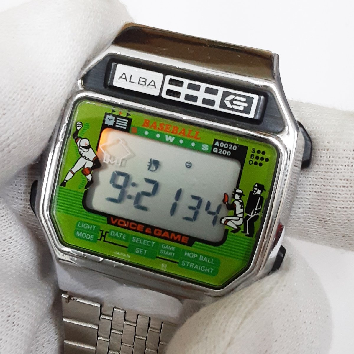 SEIKO ALBA セイコー アルバ Y822-4000 野球ゲーム 時計 腕時計 稼働 シルバー_画像4
