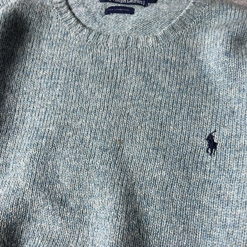 s POLO RALPH LAUREN 長袖 ラムウール ニット セーター L / 年代 オールド ポロ ラルフローレン ポニー刺繍 ミント