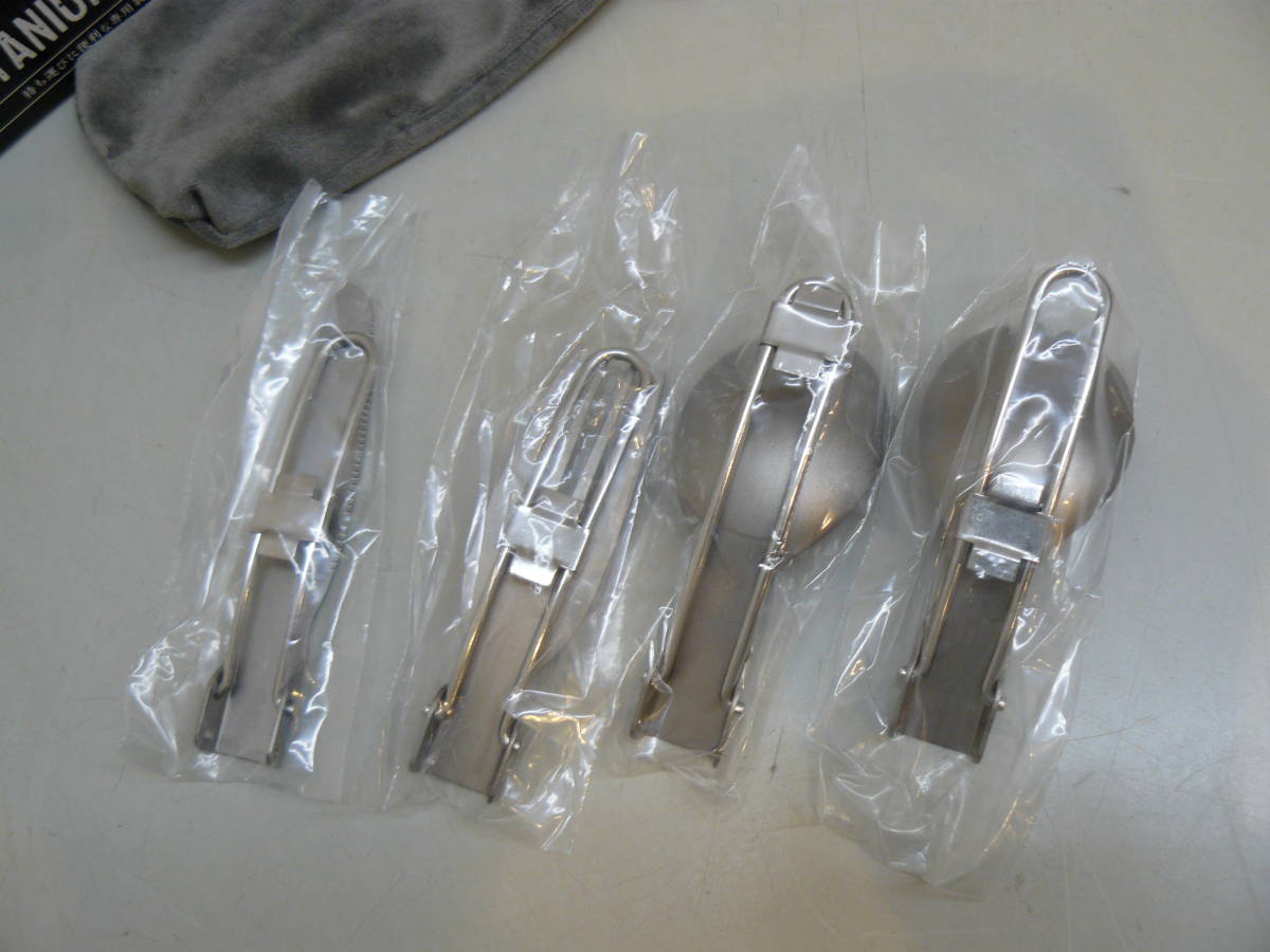 27921* Takeda corporation titanium cutlery 4 point set TIK22-40SV compact . folding outdoor breaking the seal unused goods 
