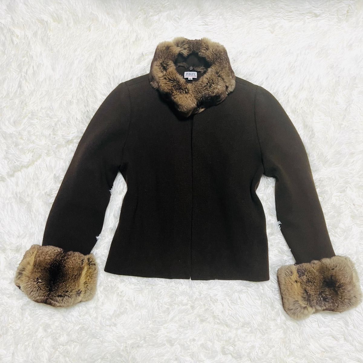 美品】FOXEY フォクシー カシミヤ チンチラファー ボレロ カーディガン