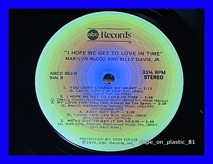 Marilyn McCoo & Billy Davis, Jr. / I Hope We Get To Love In Time/US Original/5点以上で送料無料、10点以上で10%割引!!!/LP_画像3