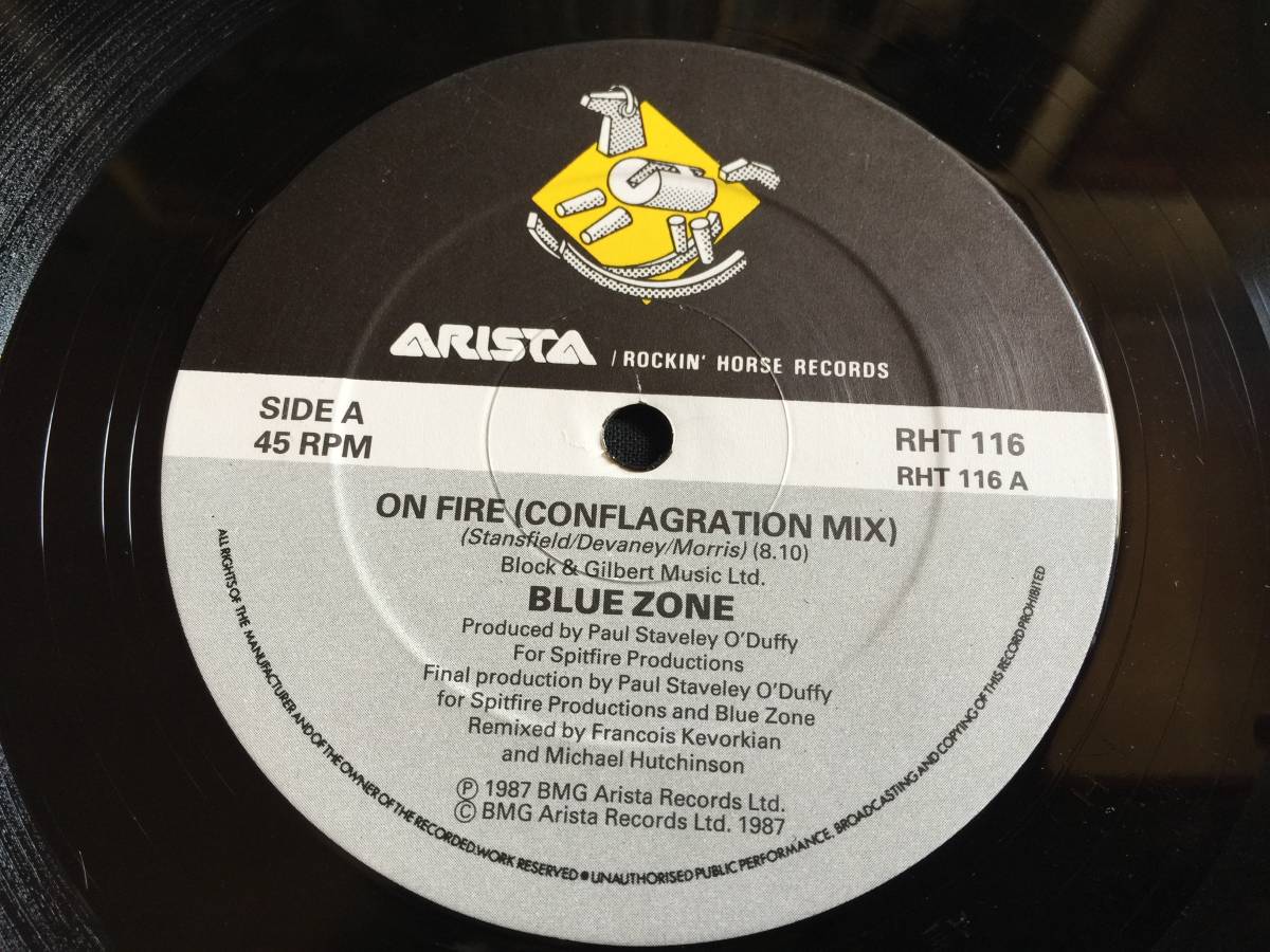 ★Blue Zone / On Fire 12EP★ Qsoc1 ★ Arista RHT 116, Rockin' Horse Records_画像3