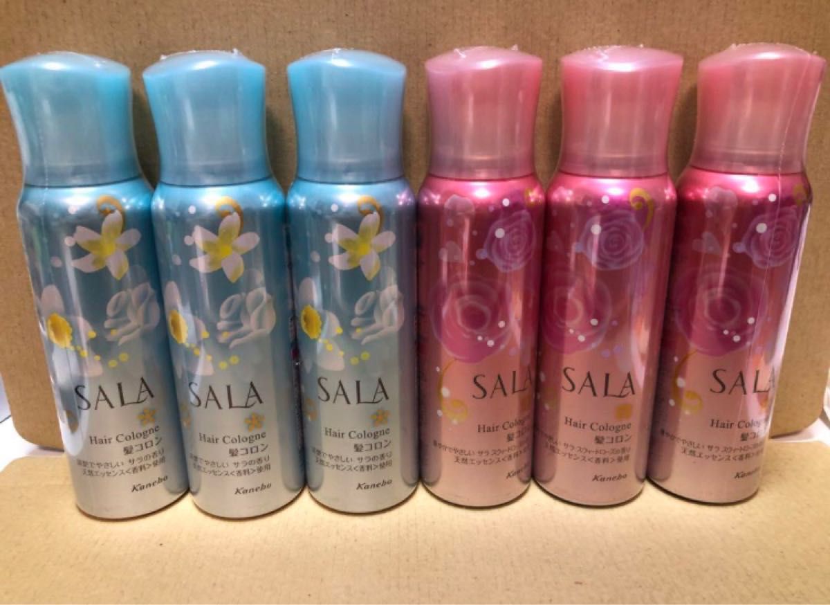 ☆SALA サラ 髪コロンBサラの香り 80g×3本・ローズの香り3本