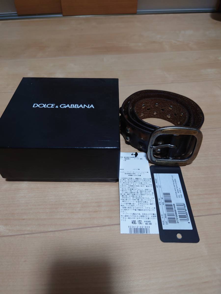 サイズ交換ＯＫ】 即決☆ DOLCE&GABBANA 未使用 レザーベルト 85 定価