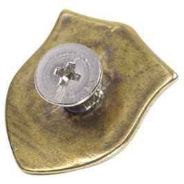 コンチョ スカルクロスボーン 真鍮 シールド型 29mm×23.5mm [ ゴールド ] ドクロ 骸骨 海賊旗 盾型_画像3