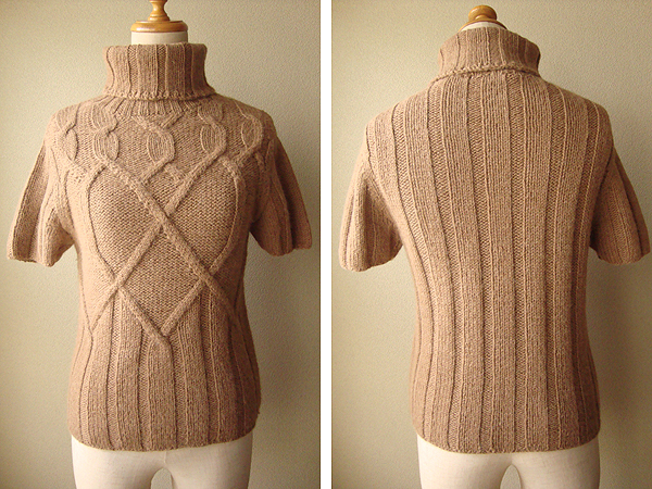 J&R J&R alpaca wool short sleeves knitted M light brown group beige ta-toru neck sweater 