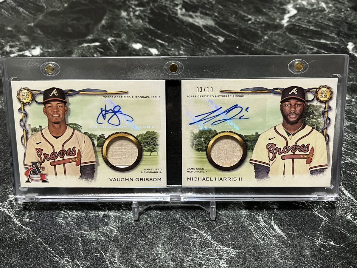 2023 topps allen & ginter VAUGHN GRISSOM / MICHAEL HARRIS Ⅱ dual autographed relic book card /10 rookie
