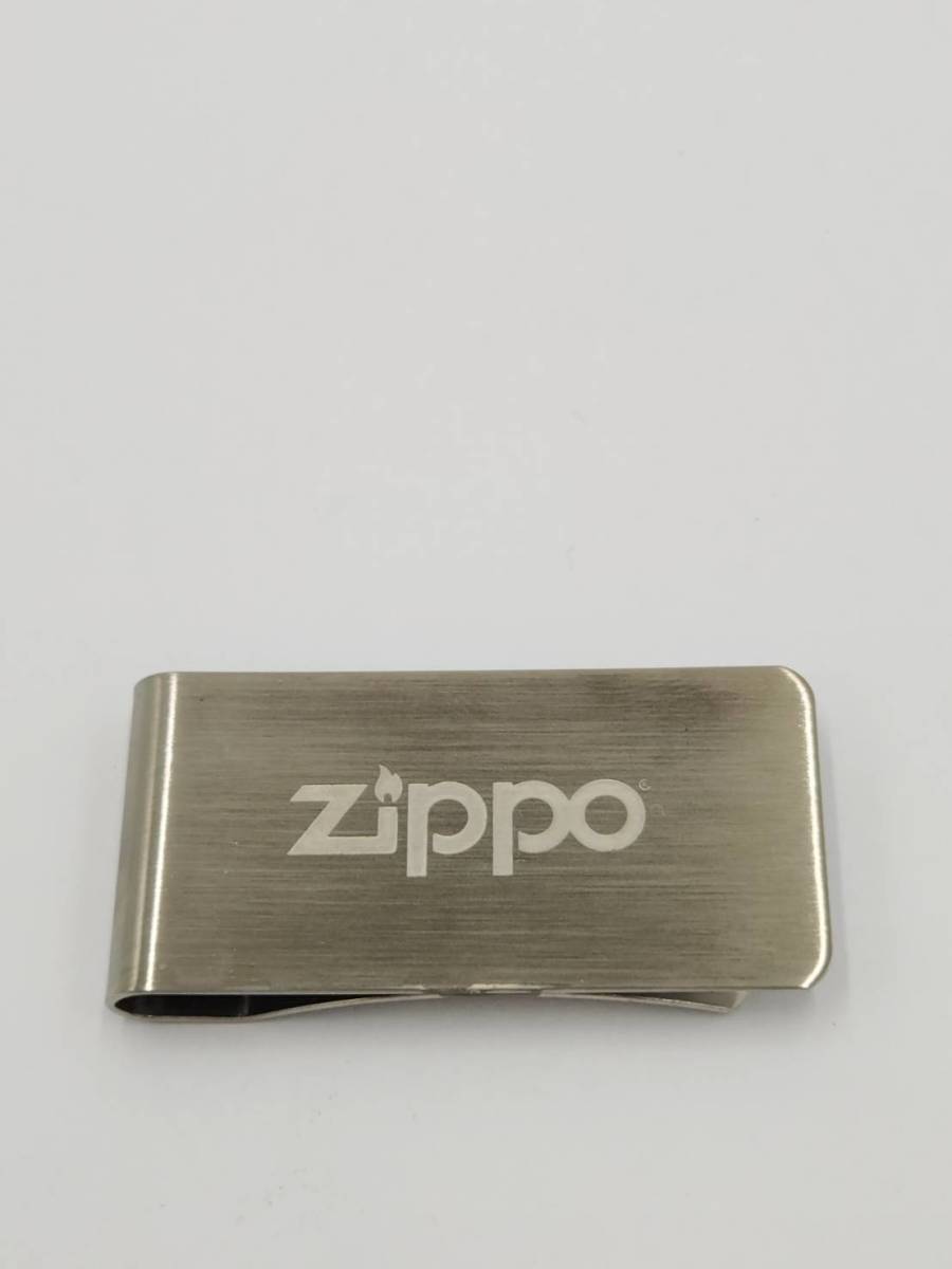 美品 ジッポ ZIPPO マネークリップ ロゴ入り ステンレス ケース付き 保管品
