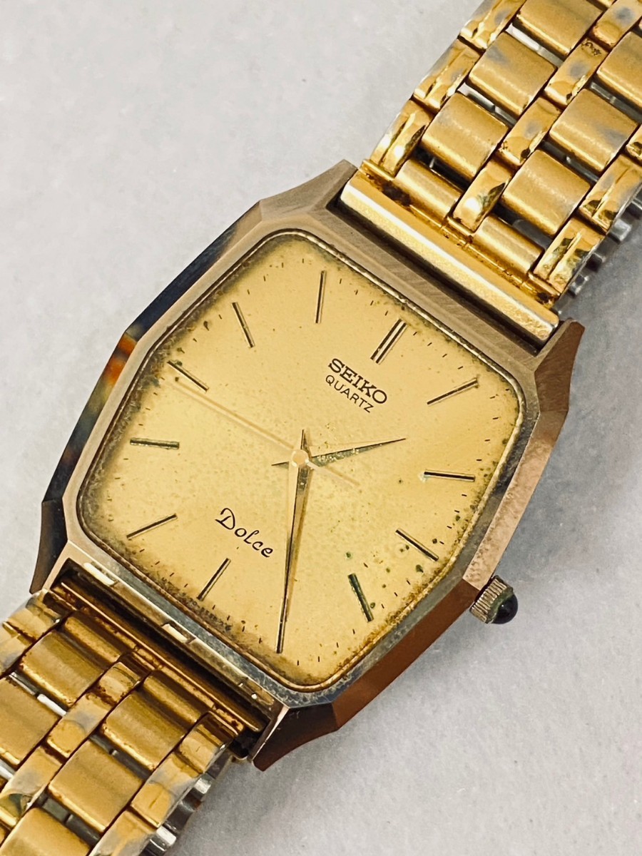 6030-5480 Seiko Dolce clock Gold face 