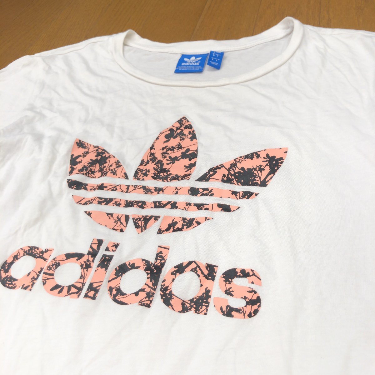 adidas originals アディダスオリジナルス ビッグロゴプリント Tシャツ L 白 ホワイト 半袖 カットソー 国内正規品 レディース 女性用_画像5