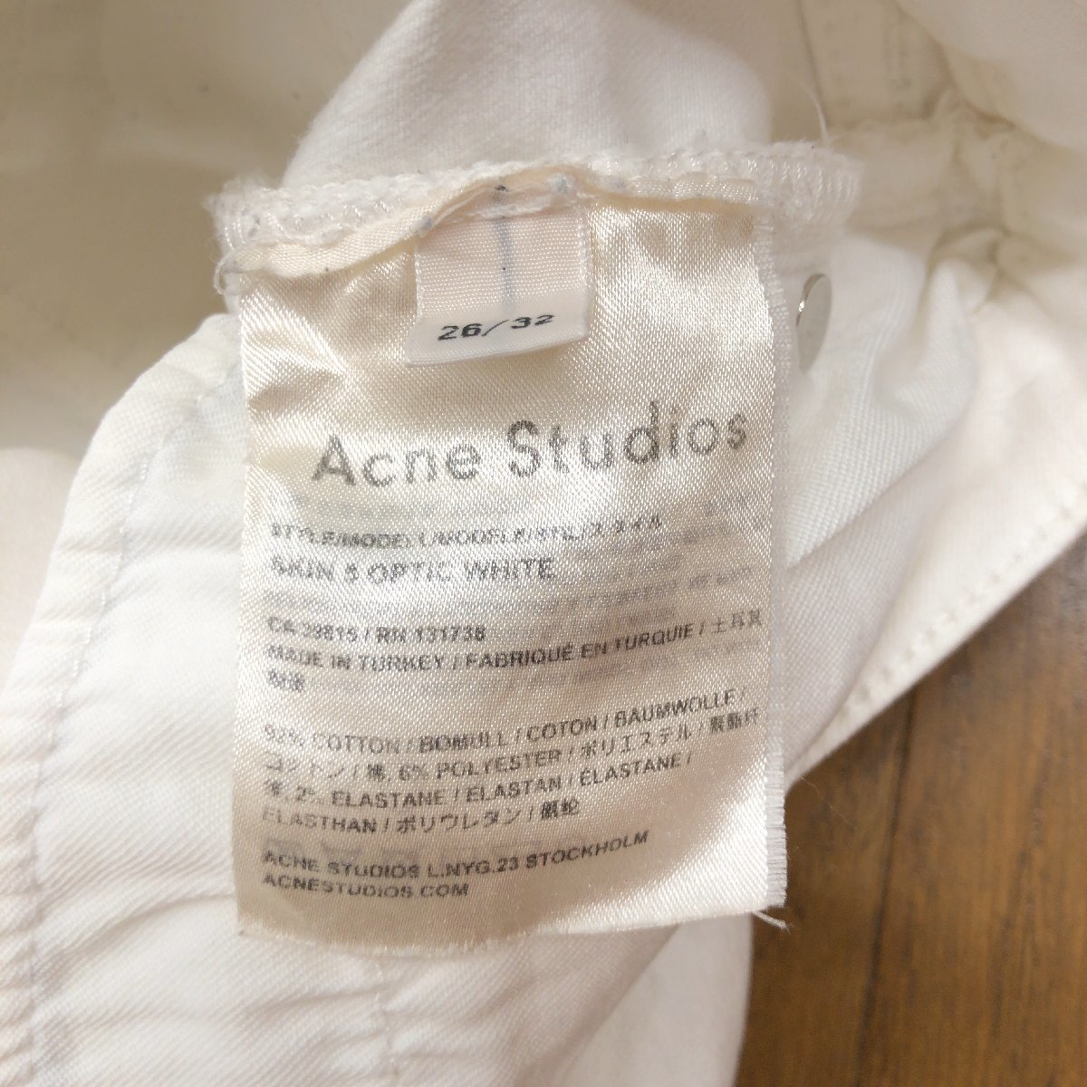 Acne Studios アクネストゥディオズ ストレッチ カラーデニム パンツ 26 w70 白 ホワイト 白パン レディース 女性用_画像6