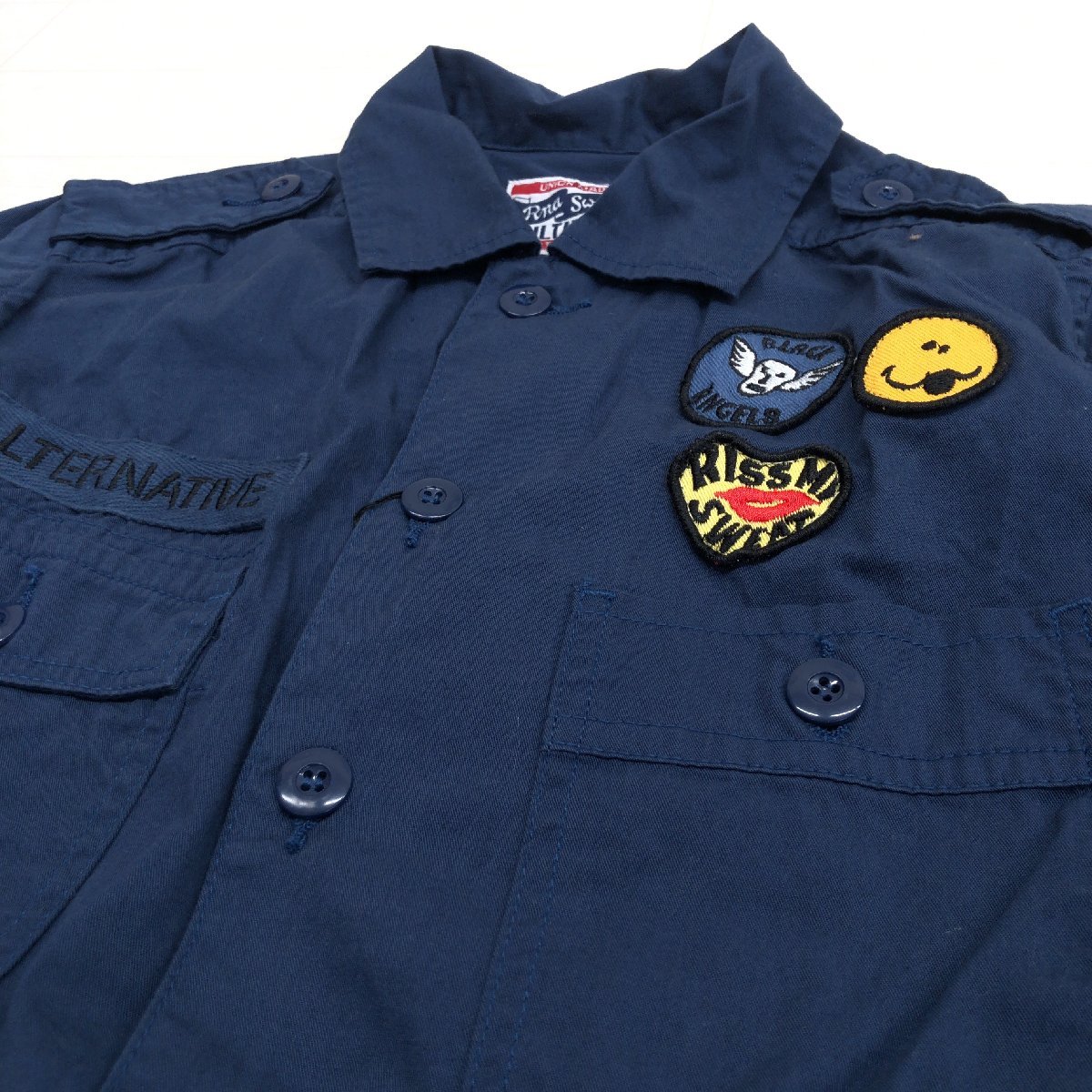  new goods RNA SWEATa-ruene- regular price 8,900 jpy + tax badge equipment ornament military shirt M dark blue navy long sleeve domestic regular goods lady's unused 