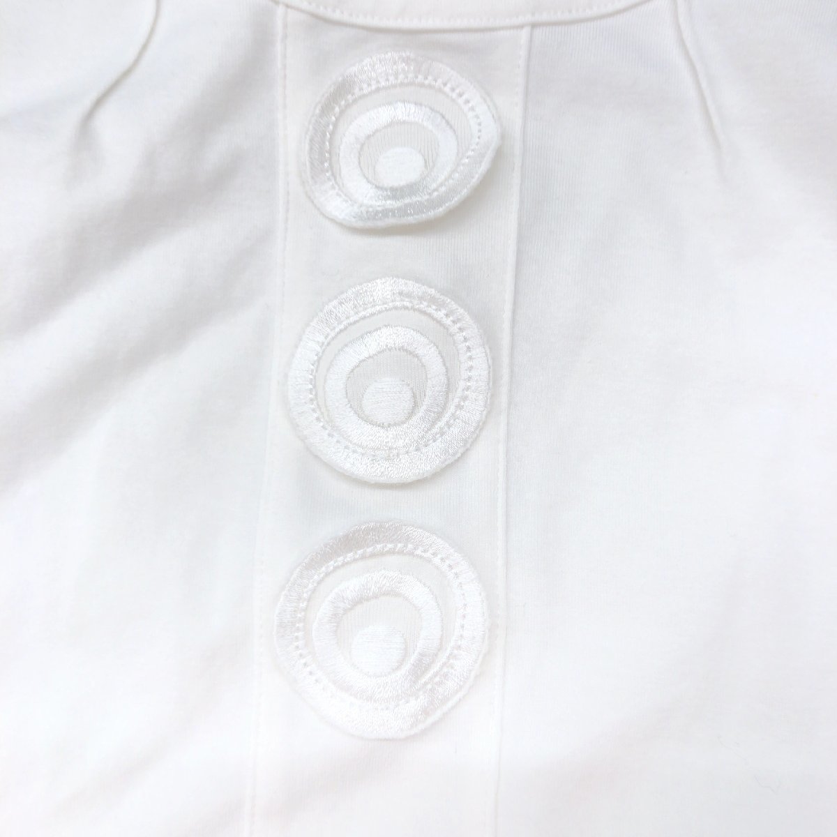 mila schon BLUE LABEL ミラショーン 刺繍デザイン ストレッチ カットソー 42 白 ホワイト 日本製 長袖 Tシャツ ロンT レディース_画像5