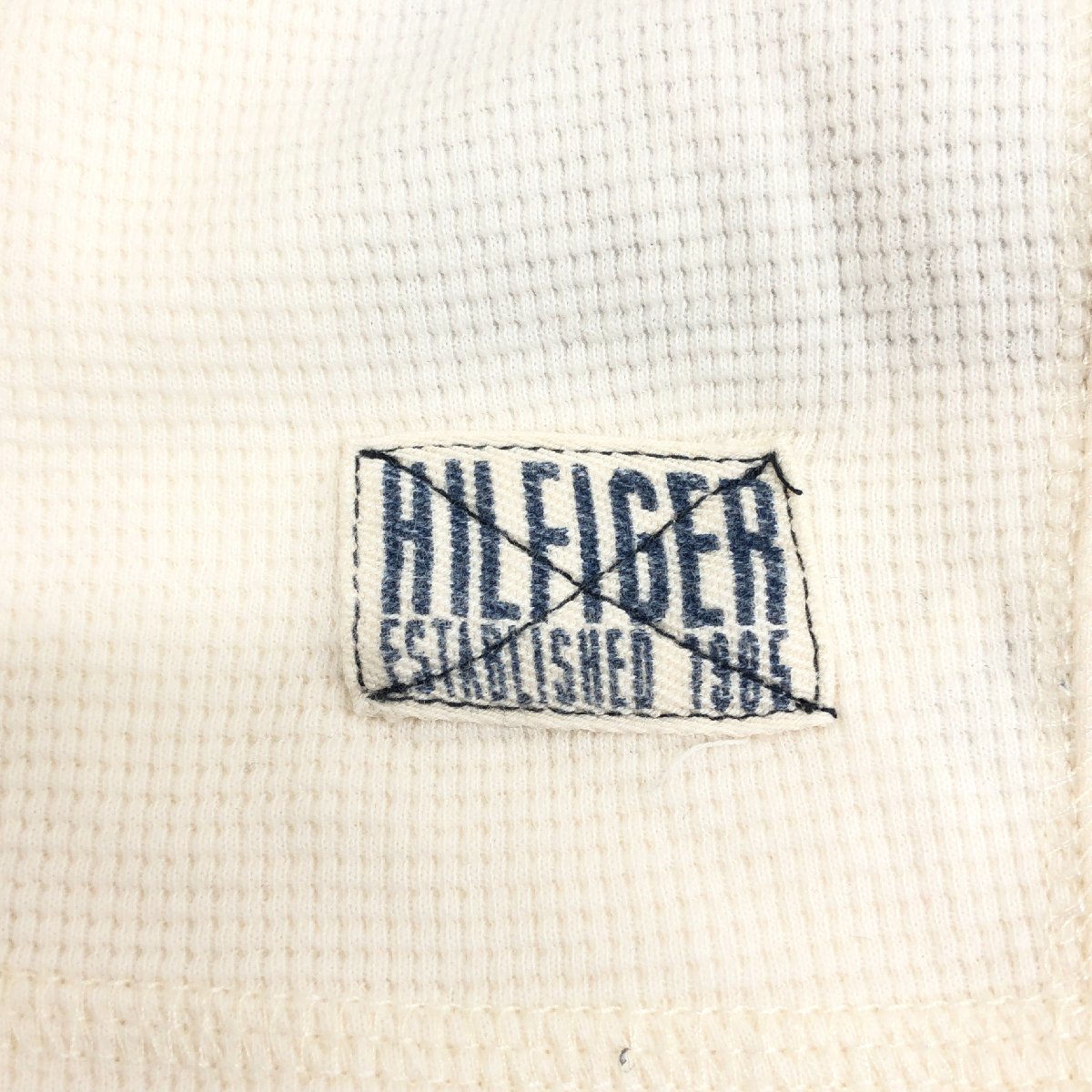 TOMMY HILFIGER トミーヒルフィガー ロゴ刺繍 ワッフル地 Tシャツ S 白系 オフホワイト 長袖 ロンT メンズ 紳士_画像5