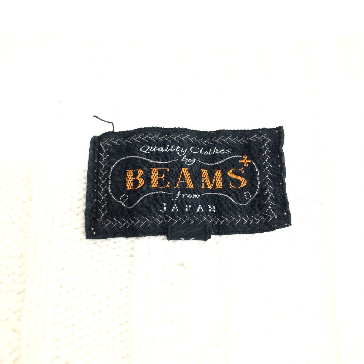 ●BEAMS ビームス 麻 リネン ストレッチ ケーブルニット セーター M 白 ホワイト 国内正規品 メンズ 紳士_画像3