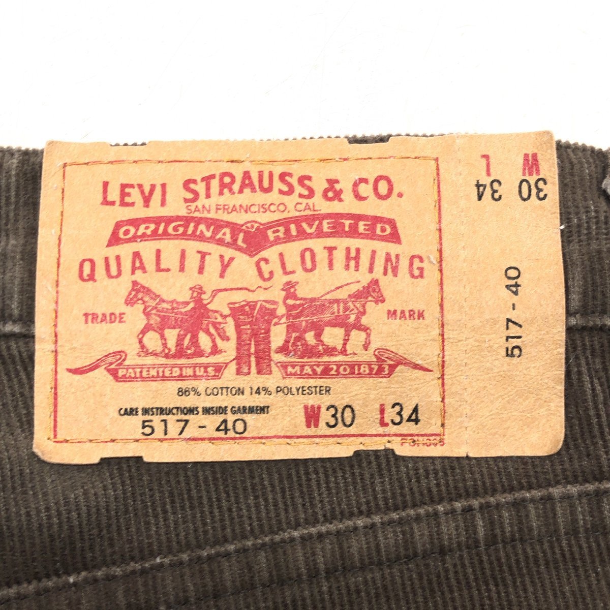 ●00's LEVI'S リーバイス 517-40 ブーツカット コーデュロイ パンツ 30 w76 ブラウングレー系 アメカジ 古着 日本製 メンズ 紳士_画像3