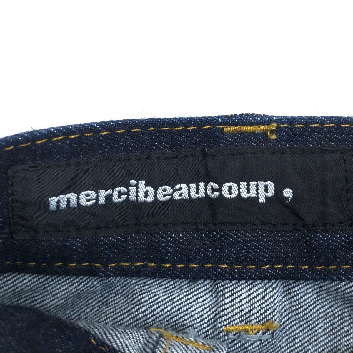 mercibeaucoup, メルシーボークー ポケットデザイン ハイライズ ストレッチ デニム パンツ 1(M) w72 濃紺 インディゴ 日本製 ジーンズ_画像3